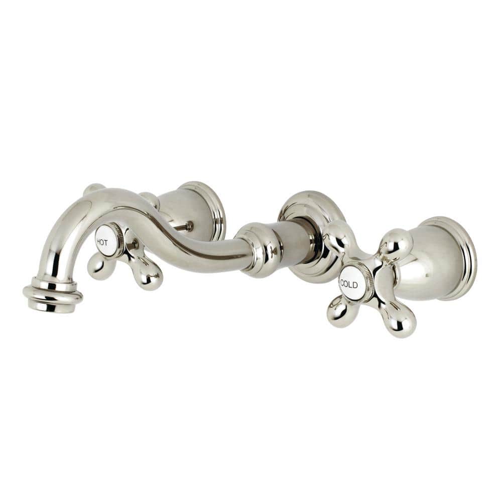 Kingston Brass Restoration 2Handle WallMount Roman Tub Faucet in Polished Nickel (Valve