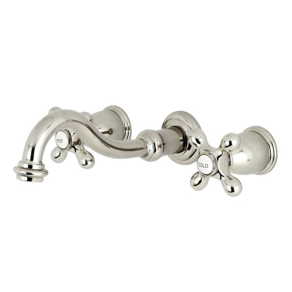 Kingston Brass Restoration 2-Handle Wall-Mount Roman Tub Faucet in Polished Nickel (Valve included)