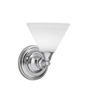 Fulton 1-Light Chrome Wall Sconce, 7 in. White Muslin Glass