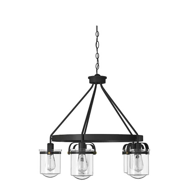 Jaxon 5-Light Oil Rubbed Bronze Industrial Wagon Wheel Chandelier for Dining Areas with No Bulbs Included