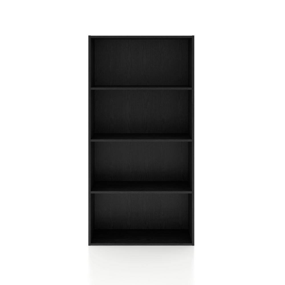 Black 47" Modern Stackable 4-Tier Wood Cube Bookcase