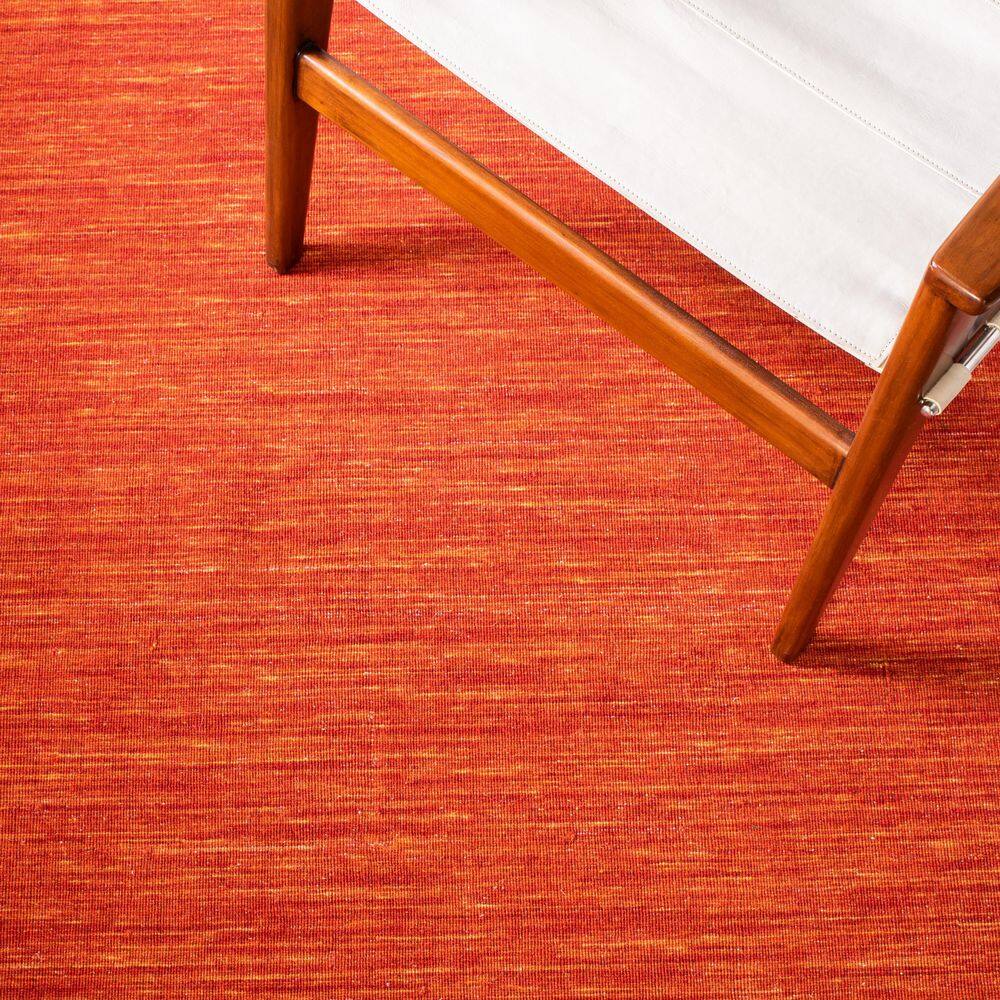 Bohemian Nomad Red Wool & Cotton 6' Square Handmade Kilim Rug