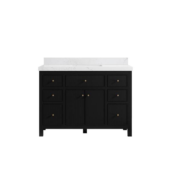 Willow Collections Sonoma 48 in. W x 22 in.D x 36 in. H Bath Vanity in Black with 2 in.Empira Quartz Top