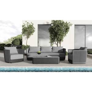 Renava Bali 4-Piece Aluminum Patio Conversation Set with Dark Grey Cushions