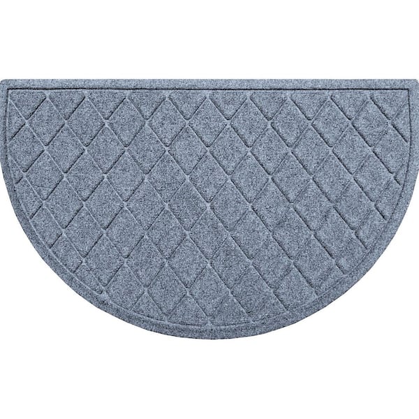 Waterhog Argyle 24 in. x 39 in. Indoor Outdoor PET Polyester Half Round Doormat Bluestone
