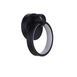 Context Contemporary 1-Light Flat Black Finish Dimmable LED Ring Shaped Wall Sconce with PVC Shade