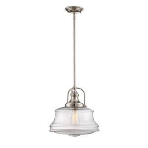 Garvey 1-Light in Polished Nickel Shaded Pendant Light