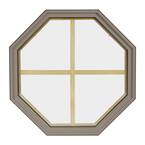 24 in. x 24 in. Octagon Sandstone 4-9/16 in. Jamb 4-Lite Grille Geometric Aluminum Clad Wood Window