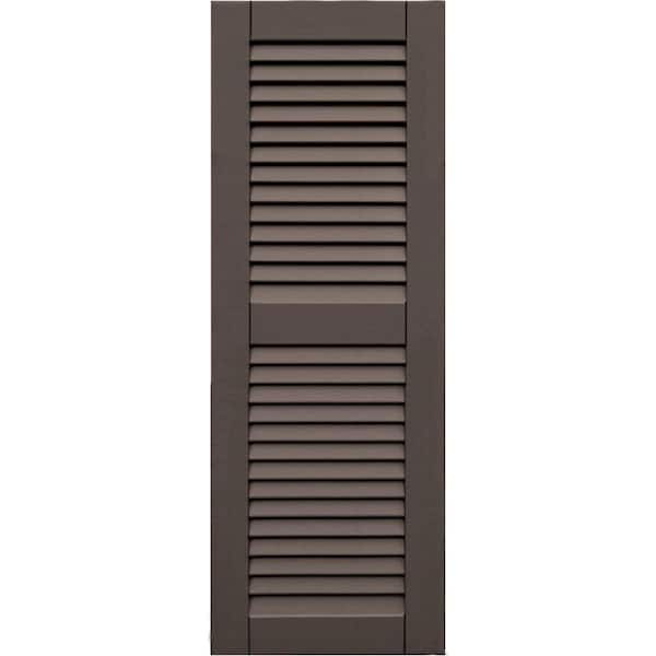 Winworks Wood Composite 15 in. x 42 in. Louvered Shutters Pair #641 Walnut