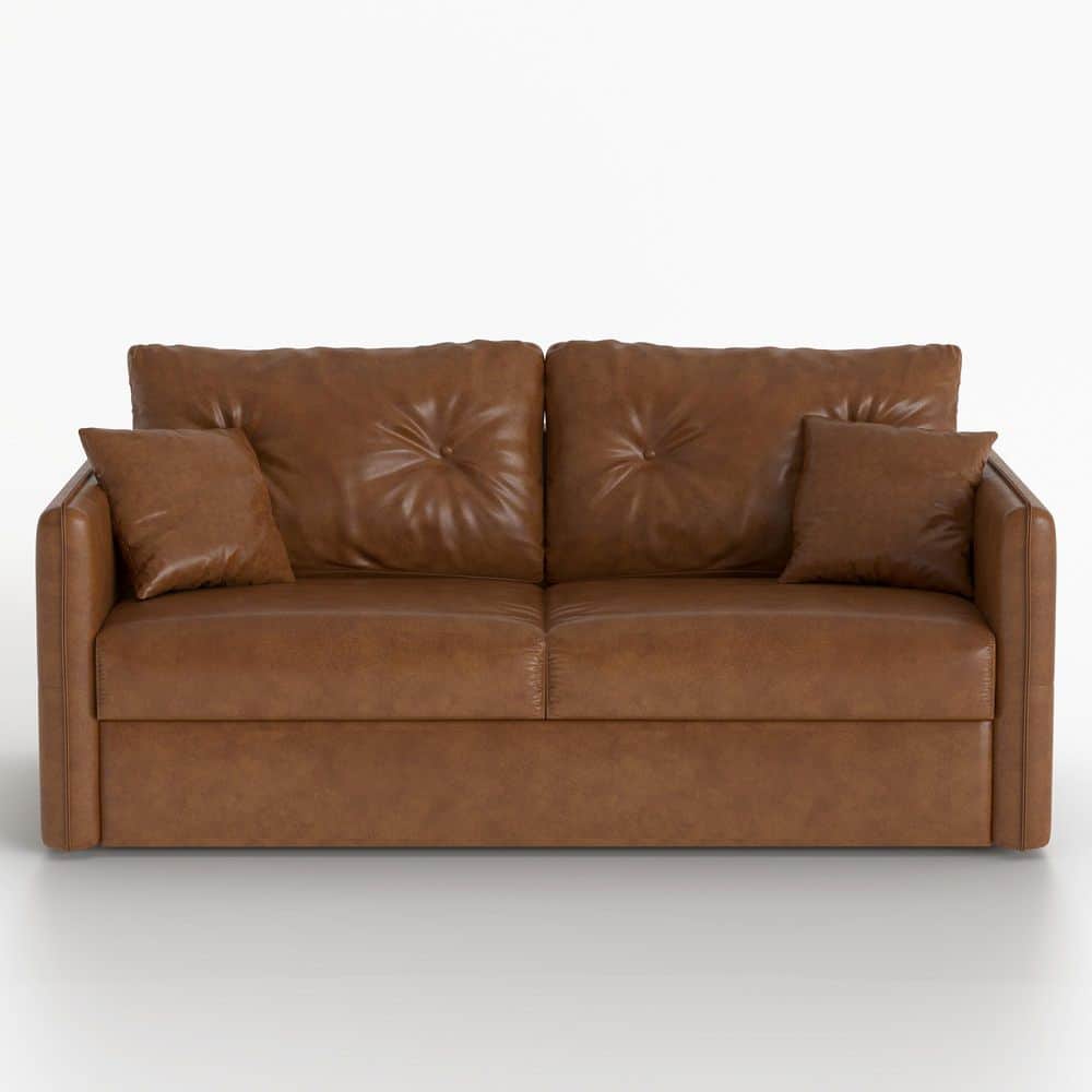 63 in. W Modern Brown Faux Leather Pull-Out Sleeper Sofa Bed Frame, Full Size Sofa Bed (Mattress Not Included) price history on PriceWatchPro