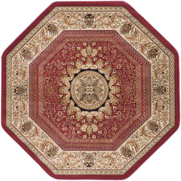 Tayse Rugs Sensation Oriental Red 8OCT Octagon ft. Indoor Area Rug