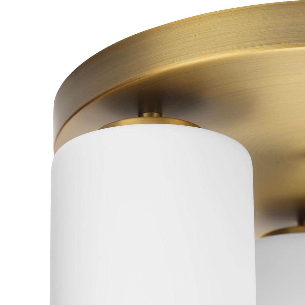 Vintage Brass 3-Light Flush Mount with Glass Shades