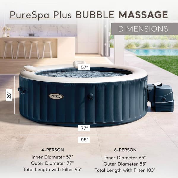 PureSpa Plus 4-Person Inflatable Bubble Jet Hot Tub and Replacement Filters (8 -Pack)