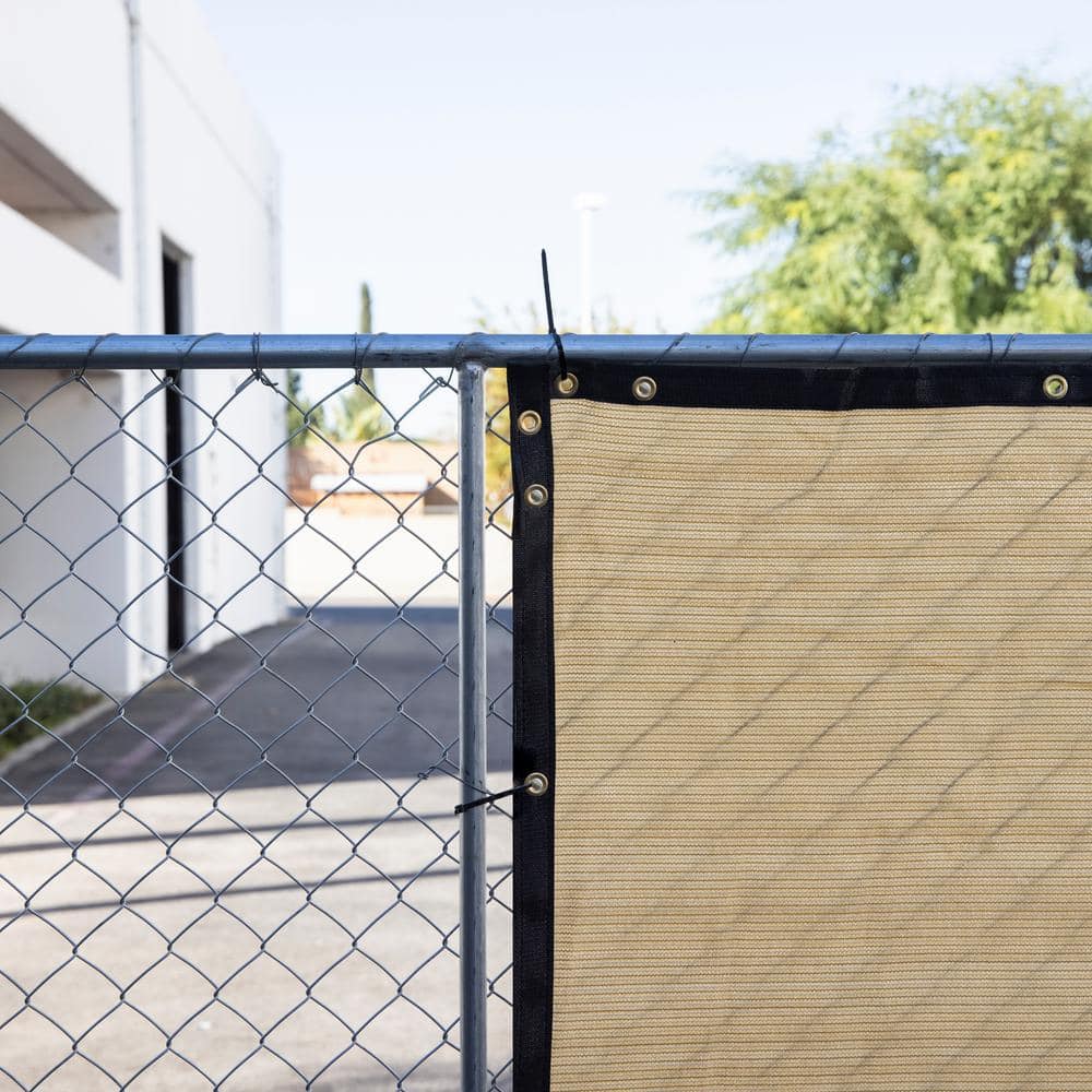 Beige 5' x 25' HDPE Privacy Fence Screen with Grommets