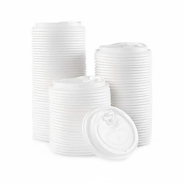 200pcs per Case White Plastic Disposable Compostable Coffee Cup Lid Spill-Resistant CPLA Fits 10-20 oz Paper Cups