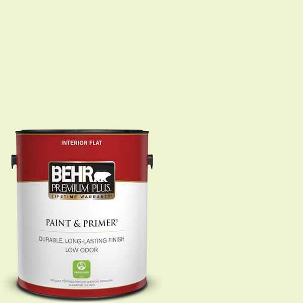 BEHR PREMIUM PLUS 1 gal. #420A-1 Green Shimmer Flat Low Odor Interior Paint & Primer