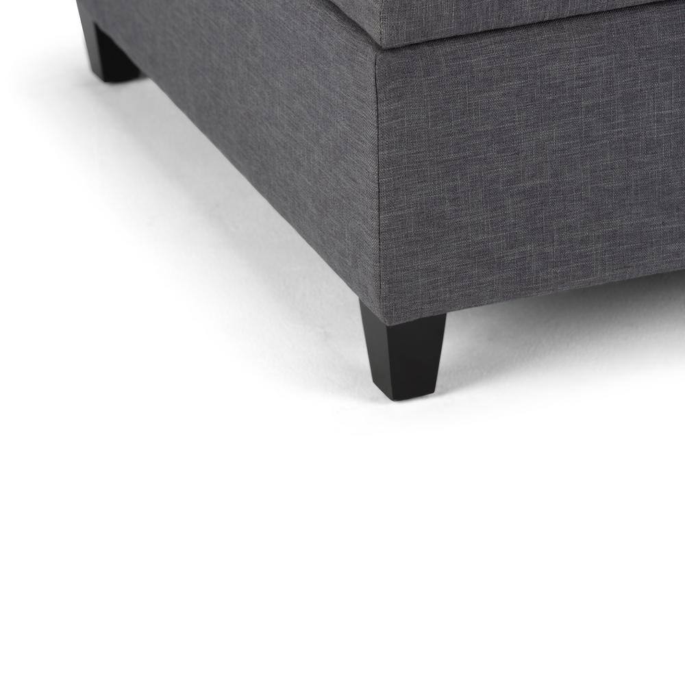 Slate Gray Linen-Look Dual Compartment Flip-Up Ottoman