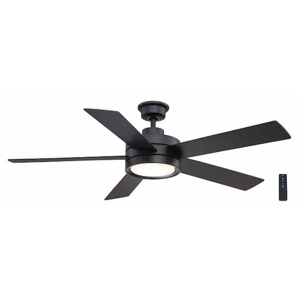 Home Decorators Collection Baxtan 56 in. Indoor Matte Black Ceiling Fan with Warm White Integrated LED with Remote Included