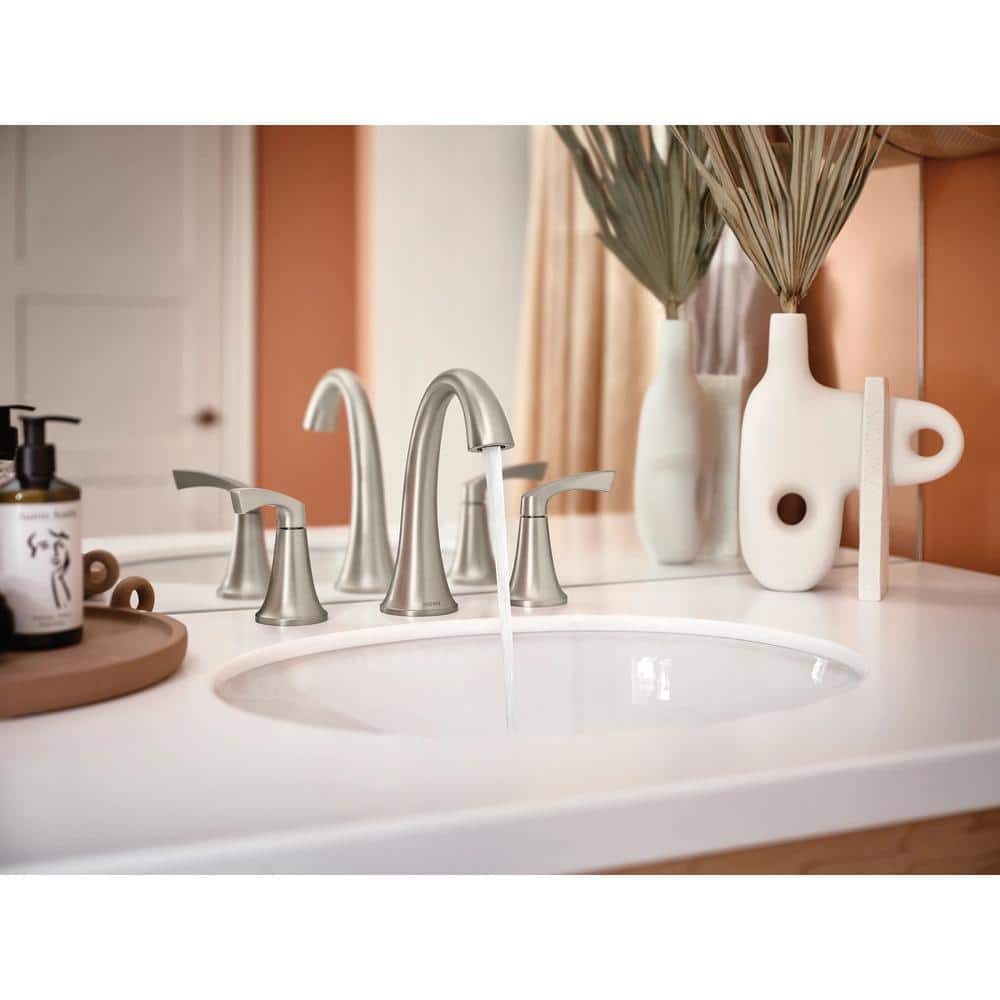 Korek Spot Resist Brushed Nickel Widespread Double Handle Bathroom Faucet