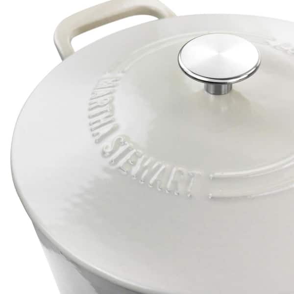 MARTHA STEWART 7 qt. Enameled Cast Iron Dutch Oven in Linen with Self  Basting Lid 985119761M - The Home Depot