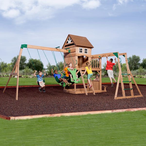 Backyard Discovery Montpelier All Cedar Swing Set 30211dcom The Home Depot