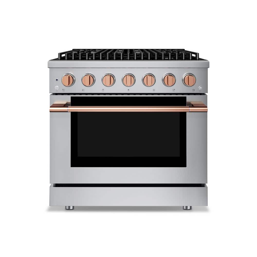 HAUSLANE HausPro 36 in. 6 Burners Gas Range in Rose Gold with