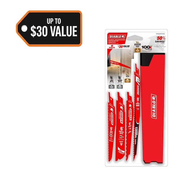 Bi-Metal and AMPED Carbide 9 in. -5/7 TPI Nail Embedded Wood Reciprocating Saw Blade Set (6-Piece)