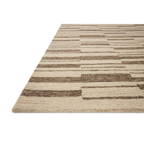 Chris Loves Julia Polly Beige/Tobacco 7 ft. 9 in. x 9 ft. 9 in. Hand-Tufted Modern Area Rug