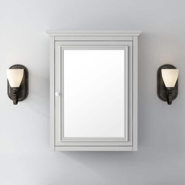 Home Decorators Collection Fremont 24 in. W x 30 in. H Rectangular Wood Framed Wall Bathroom Vanity Mirror in Gray