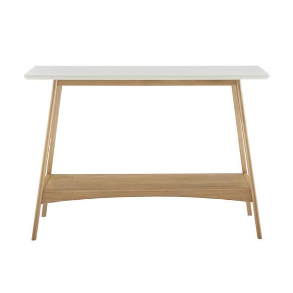 Madison Park Avalon 48 in. Off-White/Natural Rectangle Wood Console Table