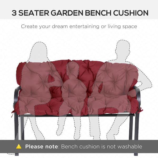 Outsunny Tufted Bench Cushions for Outdoor Furniture, 3 Outsunny Tufted Bench Cushions for Outdoor Furniture, 3