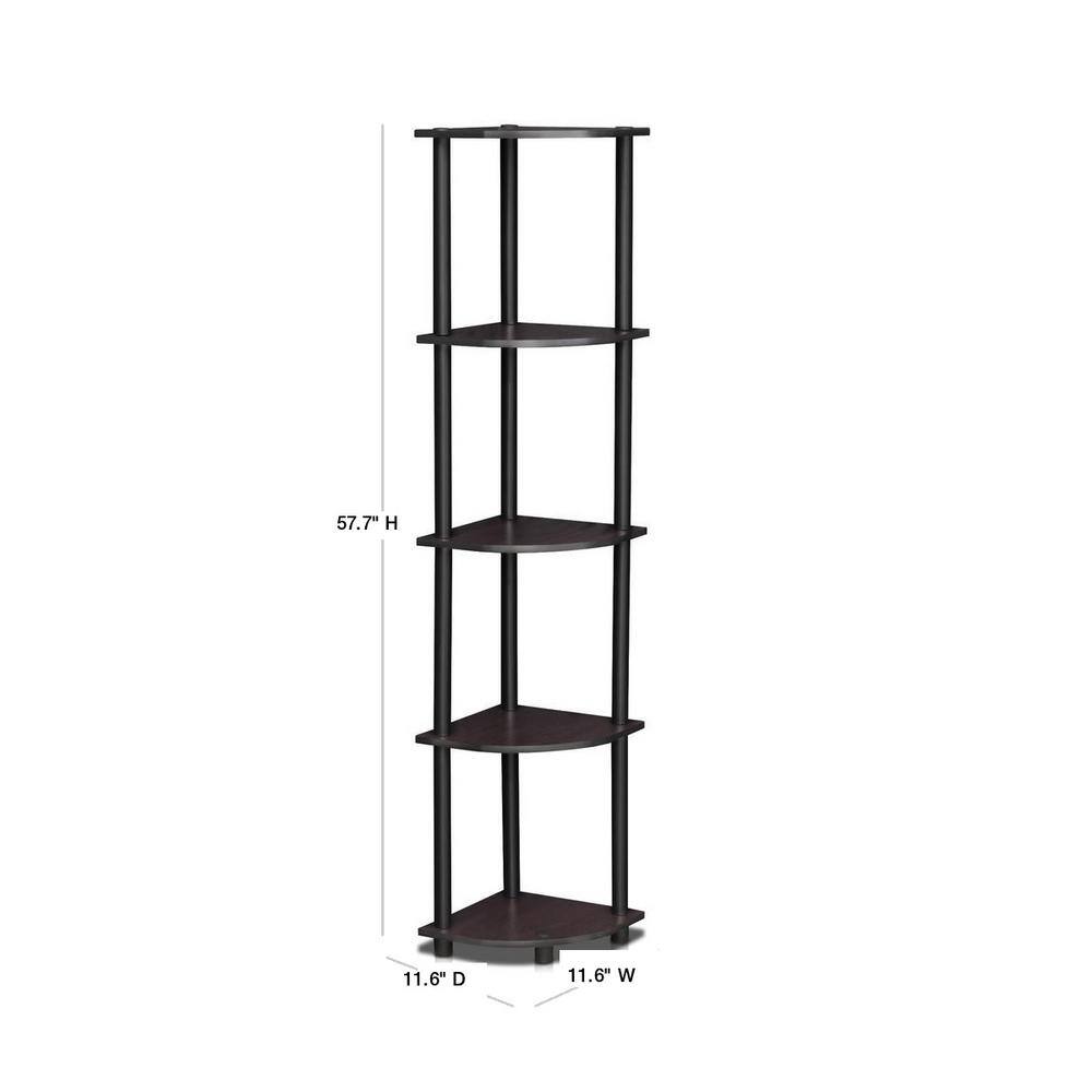 Kids' Corner 5-Tier Dark Walnut Wood Display Shelving Unit