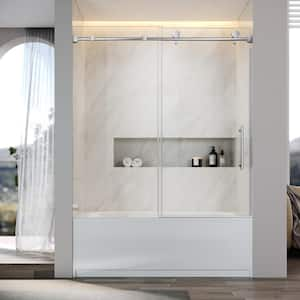 UKS03 60 in. W x 66 in. H Sliding Frameless Bathtub Door in Chrome with EnduroShield 5/16 in. SGCC Clear Glass