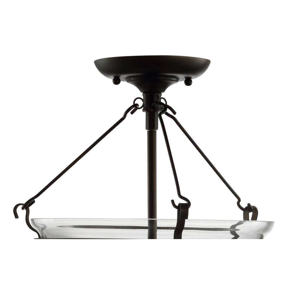 Elegant Farmhouse 14.5" Oil Rubbed Bronze & Glass LED Ceiling Light