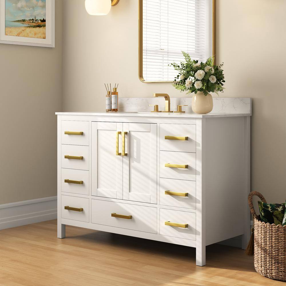 DEERVALLEY 48 in. Single Sink Freestanding White Bathroom Vanity with