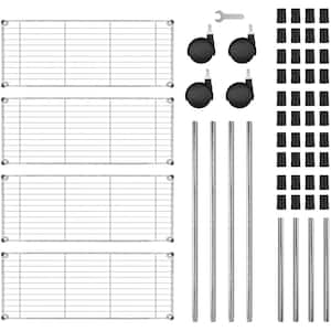 36 in x 14.17 in x 56 in 4-Tier Chrome Heavy Duty Shelf with 4-Wheels and Adjustable Shelves