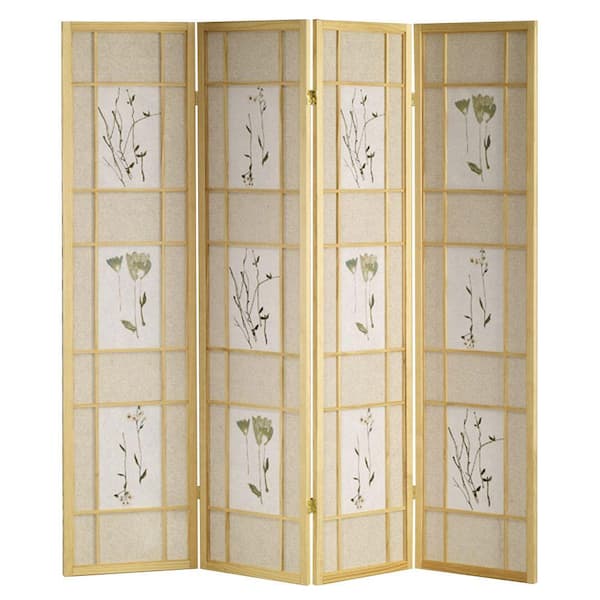 ORE INTERNATIONAL 5.83 ft. Natural 4-Panel Room Divider