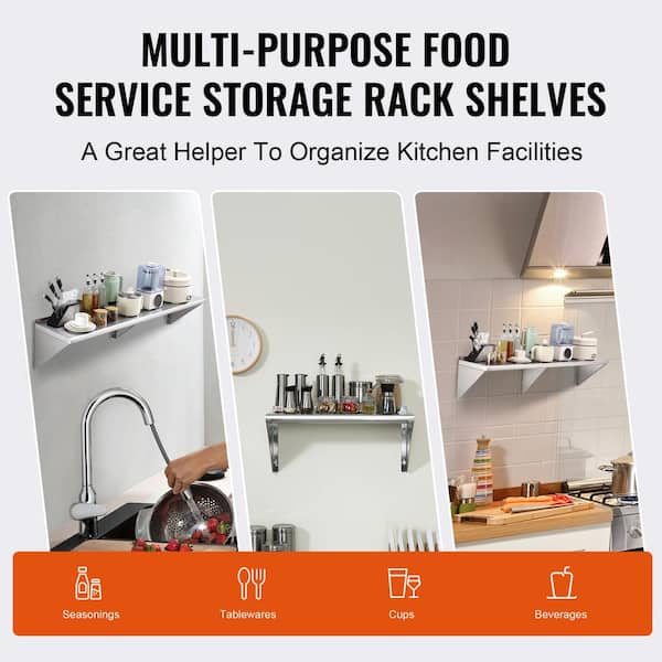 Stainless Steel Multipurpose Kitchen Rack, Wall Mount