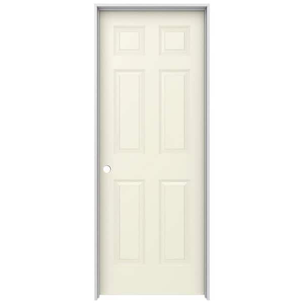 JELD-WEN 28 in. x 80 in. Colonist Vanilla Painted Right-Hand Smooth Solid Core Molded Composite MDF Single Prehung Interior Door