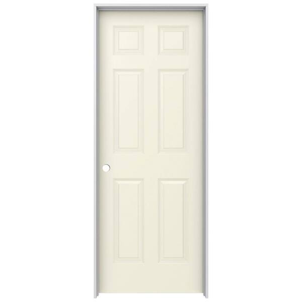 JELD-WEN 32 in. x 80 in. Colonist Vanilla Painted Right-Hand Smooth Solid Core Molded Composite MDF Single Prehung Interior Door