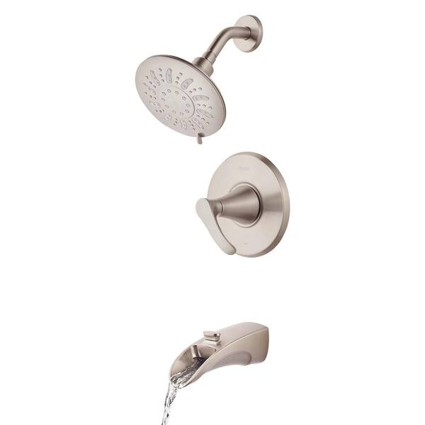 Brea Single-Handle 3-Spray Tub and Shower Faucet in Brushed Nickel with Waterfall Spout (Valve Included) Brea Single-Handle 3-Spray Tub and Shower Faucet in Brushed Nickel with Waterfall Spout (Valve Included)