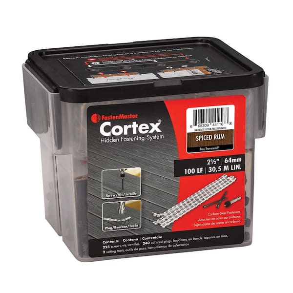 Cortex 2-1/2" Deck Screws w/ Collated Plugs & Bits TORX ttap-Spiced Rum (224 Screws, 240 Plugs, 2 Bits) 1