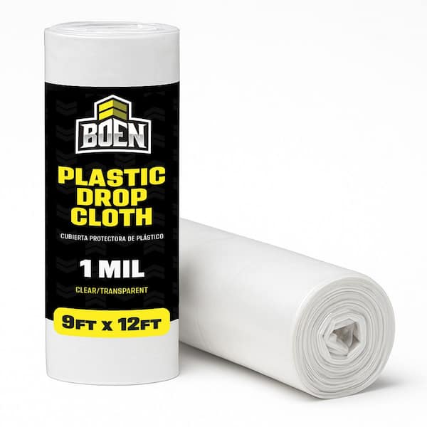 Painters Plastic Sheeting 9 ft. x 12 ft. 1 Mil Clear Plastic Drop Cloth