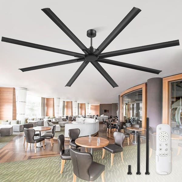108 in. (9 ft. ) Indoor Black Downrod High Volume (HVLS) Industrial Ceiling Fan No Light with Remote Included