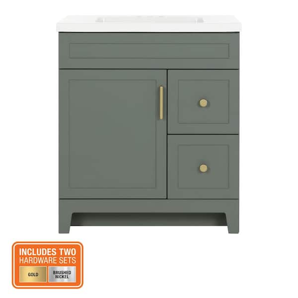 Chasbury 31 in. Single Sink Palm Green Bath Vanity with White Cultured Marble Top (Assembled)