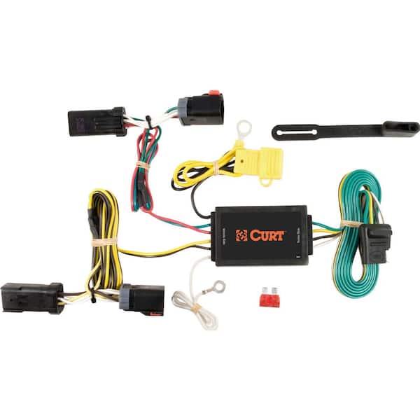 CURT Custom Vehicle-Trailer Wiring Harness, 4-Way Flat Output, Select Chrysler 300 C, Quick Electrical Wire T-Connector