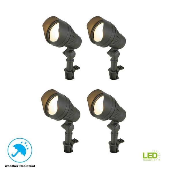 Hampton Bay Low-Voltage 50-Watt Equivalent Black Outdoor Integrated LED Landscape Flood Light (4-Pack)