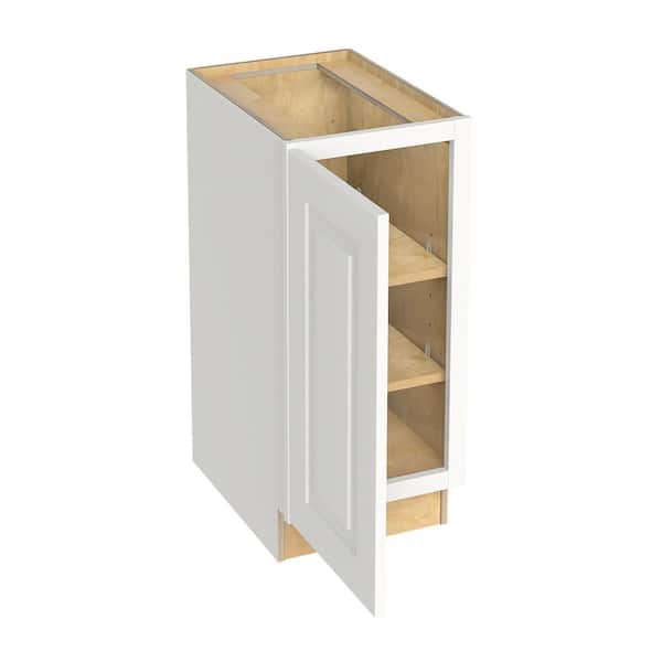 Home Decorators Collection Grayson 15 in. W x 21 in. D x 34.5 in. H Assembled Plywood Full Height Door Base Bath Cabinet in Pacific White LH