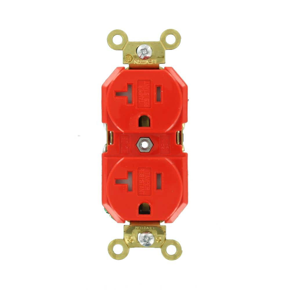 Leviton 20 Amp 125 Volt Industrial Grade Self Grounding Tamper Resistant Duplex Outlet 6457