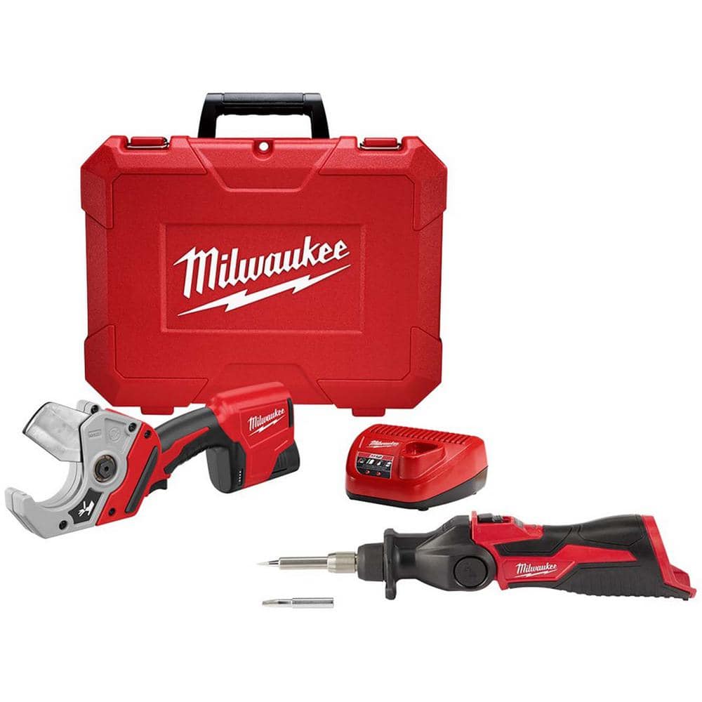 Milwaukee M12 12-Volt Lithium-Ion Cordless PVC Shear Kit with One 1.5 Ah Battery, Charger and Hard Case with M12 Soldering Iron